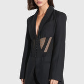 Blazer noir avec taille en maille